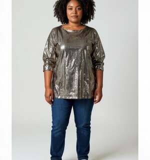 Ashley Stewart Sequin Short Sleeve Plus Size Top Night Out Christmas Size 14/16